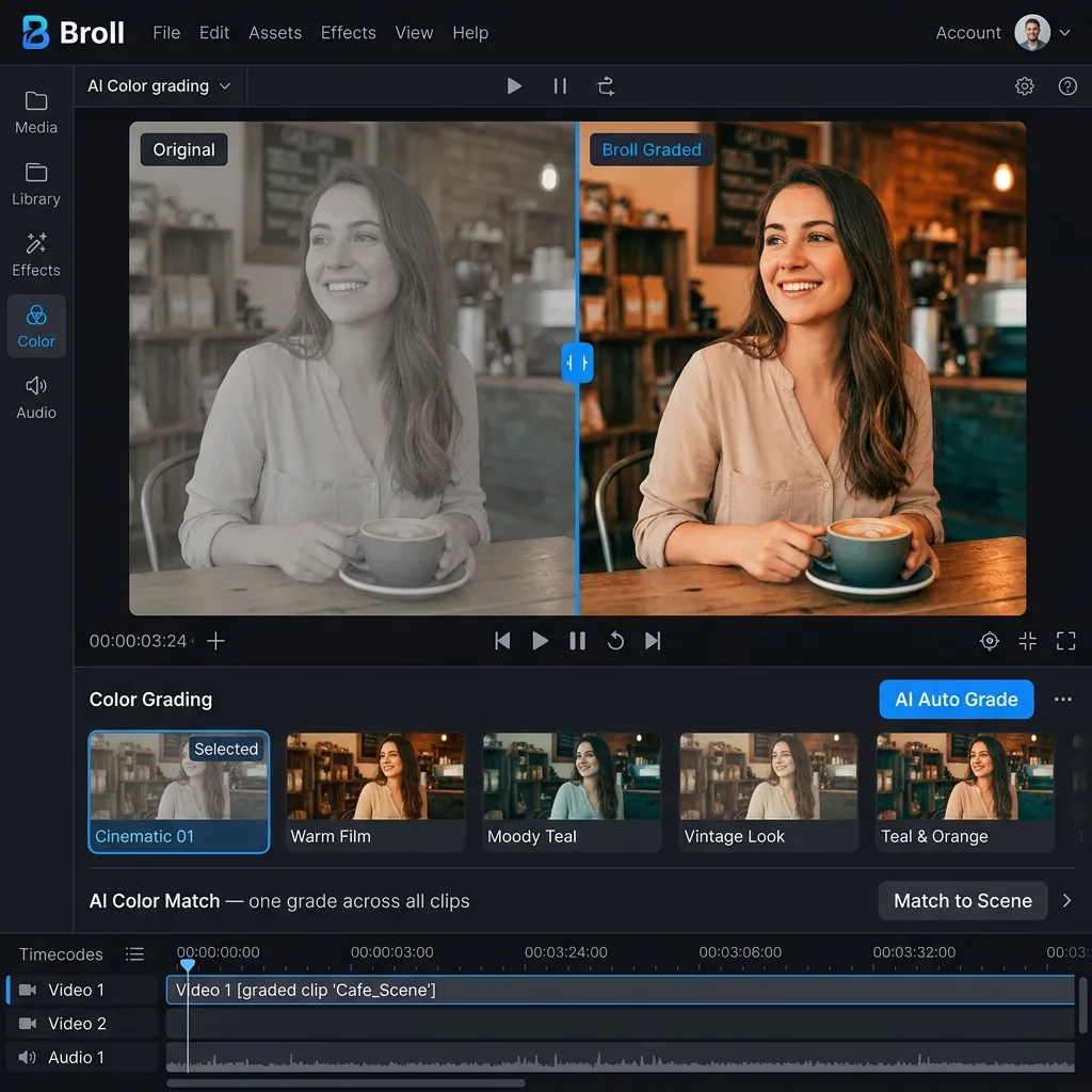 AI color grading — Broll demo