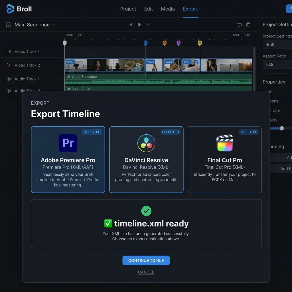 Export XML to any platform — Broll demo